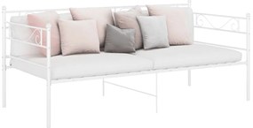 vidaXL Cadru pat canapea, alb, 90x200 cm, metal
