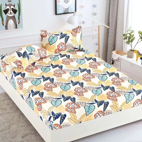 Husa de pat cu elastic din Bumbac Finet + 2 Fete de Perna, Colorful