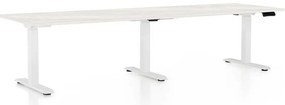 Masă înălțime reglabilă OfficeTech Long, 260 x 80 cm, picioare albe, frasin alb