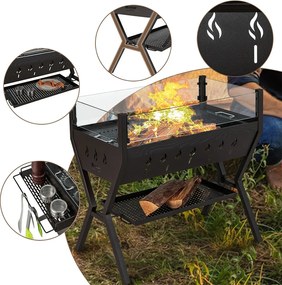 Grătar pe cărbune cu grătare