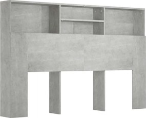 vidaXL Tăblie de pat cu dulap, gri beton, 160x19x103,5 cm