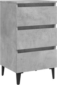 vidaXL Noptieră cu picioare metalice, gri beton, 40x35x69 cm