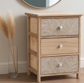 Comodă LUIZA cu 3 sertare - design boho, 40 x 29 x 58 cm