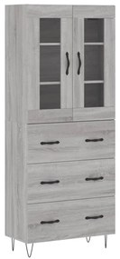 3198439 vidaXL Dulap înalt, gri sonoma, 69,5x34x180 cm, lemn compozit