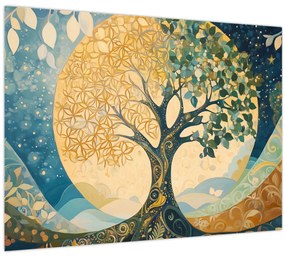 Tablou pe sticlă – Arborele vieții în lună (70x50 cm)