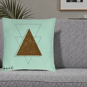 Perna Decorativa Geometric Triunghiuri Sacred, 40x40 cm, Verde Menta, Husa Detasabila, Perna Inclusa, BEKZ®