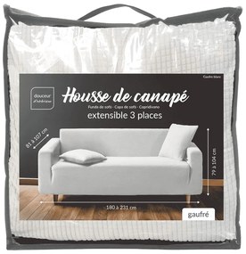 Husă crem elastică pentru canapea cu 3 locuri Sacha – douceur d'intérieur