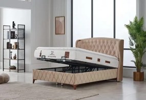 Pat tapițat de lux pentru 2 persoane cu ladă Marisa