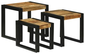 vidaXL Set de mese nesting - 3 piese din lemn masiv de mango