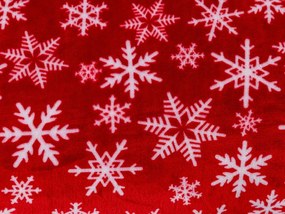 Patura de Craciun din microplus FROSTY FLAKES, rosie Dimensiune: 160 x 200 cm