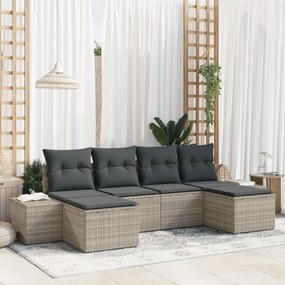 vidaXL Set de canape de grădină cu 6 piese și perne gri deschis din ratan poly