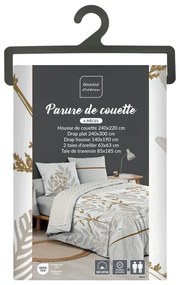 Lenjerie de pat bej din bumbac pentru pat dublu, extinsă cu cearceaf inclus, cu 6 piese 240x220 cm Raoni – douceur d'intérieur