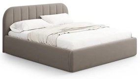 Pat matrimonial maro deschis tapițat cu spațiu de depozitare cu somieră 180x200 cm Juno – Windsor &amp; Co Sofas