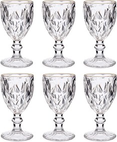 Set 6 pahare pentru apă cu margine aurie, 254 ml