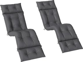 Outsunny Set de 2 perne pentru șezlong, pernă baie de soare groasă, confortabilă - 6 prinderi, 190 x 56 x 10 cm, gri închis | Aosom Romania