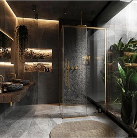 Cabina de dus SOLAR cu cadita alba 90x90 cm auriu periat