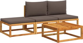 vidaXL Set canapele de grădină cu 4 piese și perne, lemn de salcâm și ratan