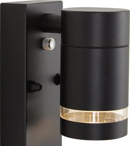 Lampă modernă de perete pentru exterior neagră IP44 cu senzor crepuscular - Ensam