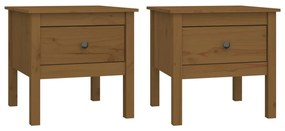 813801 vidaXL Mese laterale 2 buc. maro miere 50x50x49 cm lemn masiv de pin
