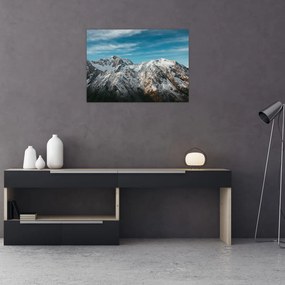 Tablou pe sticlă cu vârfuri înzăpeziți, Fiordland (70x50 cm)