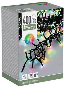Lanț luminos exterior Macaron, 8 m, 400 LED,(verde, portocaliu, albastru, roz), temporizator, 8 m