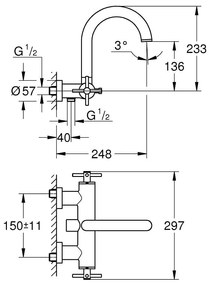 Baterie cada Grohe Atrio, montare pe perete, crom - 25010003