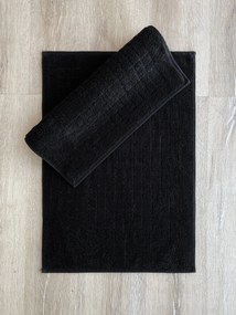 Set 2 covorase baie KARE, 50x70 cm, forma dreptunghiulara, bumbac, neg