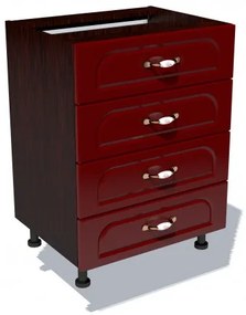Corp inferior 60 cu 4 sertare Zebra MDF tulip rosu