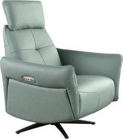 Fotoliu pivotant, functie relax, tapitat cu piele verde turcoaz George