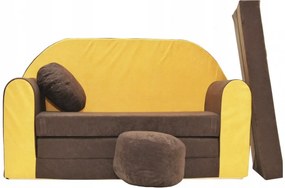 Canapea extensibilă pentru copii în galben 98 x 170 cm