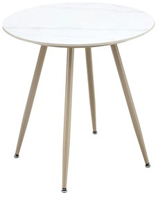 Masa de dining rotunda cu picioare bej MELODY 70x70, alb