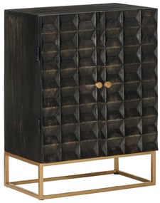 vidaXL Servantă, negru, 55x34x75 cm, lemn masiv de mango și fier