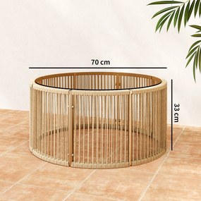 Outsunny Masă laterală din polyrattan, masă de cafea cu blat din sticlă securizată, masă pentru grădină cu cadru din oțel 70 x 70 x 33 cm Maro | Aosom Romania