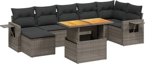 vidaXL Set canapele de grădină cu perne, 8 piese, gri, poliratan
