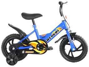 Bicicleta cu roti ajutatoare, 2 - 6 ani, 12", Albastru, Frane, Sezut reglabil