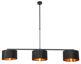 Lampă modernă suspendată neagră cu auriu 125 cm 3 lumini - VT 3