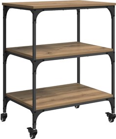 vidaXL Troler de Bucătărie Stejar Artizanal 60 x 41 x 76 cm