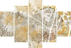 Tablou - Vintage perete cu flori (150x105 cm)