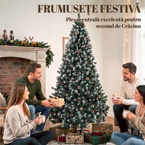 HOMCOM Brad Crăciun Artificial 210cm, 998 Ramuri Ninse Conuri Pin, Deschidere Automată, Bază Pliabilă, Verde | Aosom Romania