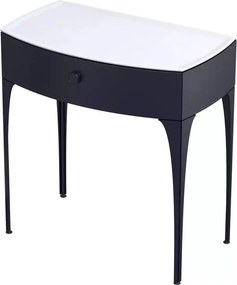 Set dulap baza suspendat Oristo Louis bleumarin 1 sertar cu blat alb 82 cm