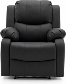 Fotoliu Masaj, Incalzire, rabatabil, sezut cu arcuri metalice, suport picioare extensibil, PU, Negru