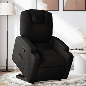 vidaXL Fotoliu rabatabil cu ridicare pe verticală, negru, textil