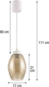 Brilagi - Lustra LED suspendată pe cablu R GLASS 1xE27/60W/230V Ø 17 cm alb/fumuriu bej