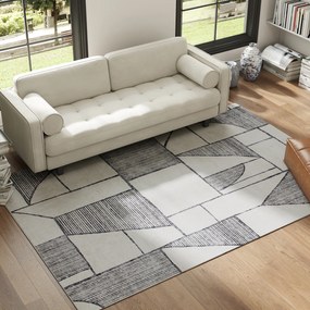 HOMCOM Covor Modern Antiderapant cu Linii Geometrice din Poliester, Multicolor | Aosom Romania