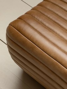Fotoliu din piele naturala maro cu cusături canelate, 71×59×84 cm, „Aston"