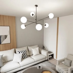 Lustră pe tijă LINEAR 6xE14/10W/230V negru/alb