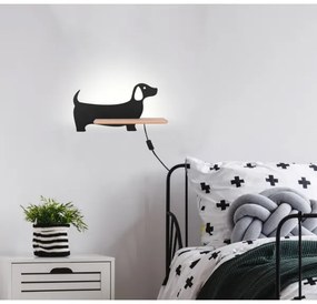 Aplică LED cu raft pentru copii DOG LED/5W/230V negru/lemn