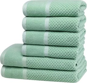 decoDoma Set de prosoape şi prosoape de baie din frotir MODENA verde, 6 buc