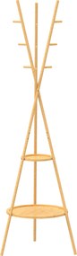 HOMCOM Cuier freestanding cu 9 cârlige și 2 polițe pentru intrare, lemn natural | Aosom Romania