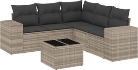 vidaXL Set canapele de grădină cu perne, 6 piese gri deschis poliratan